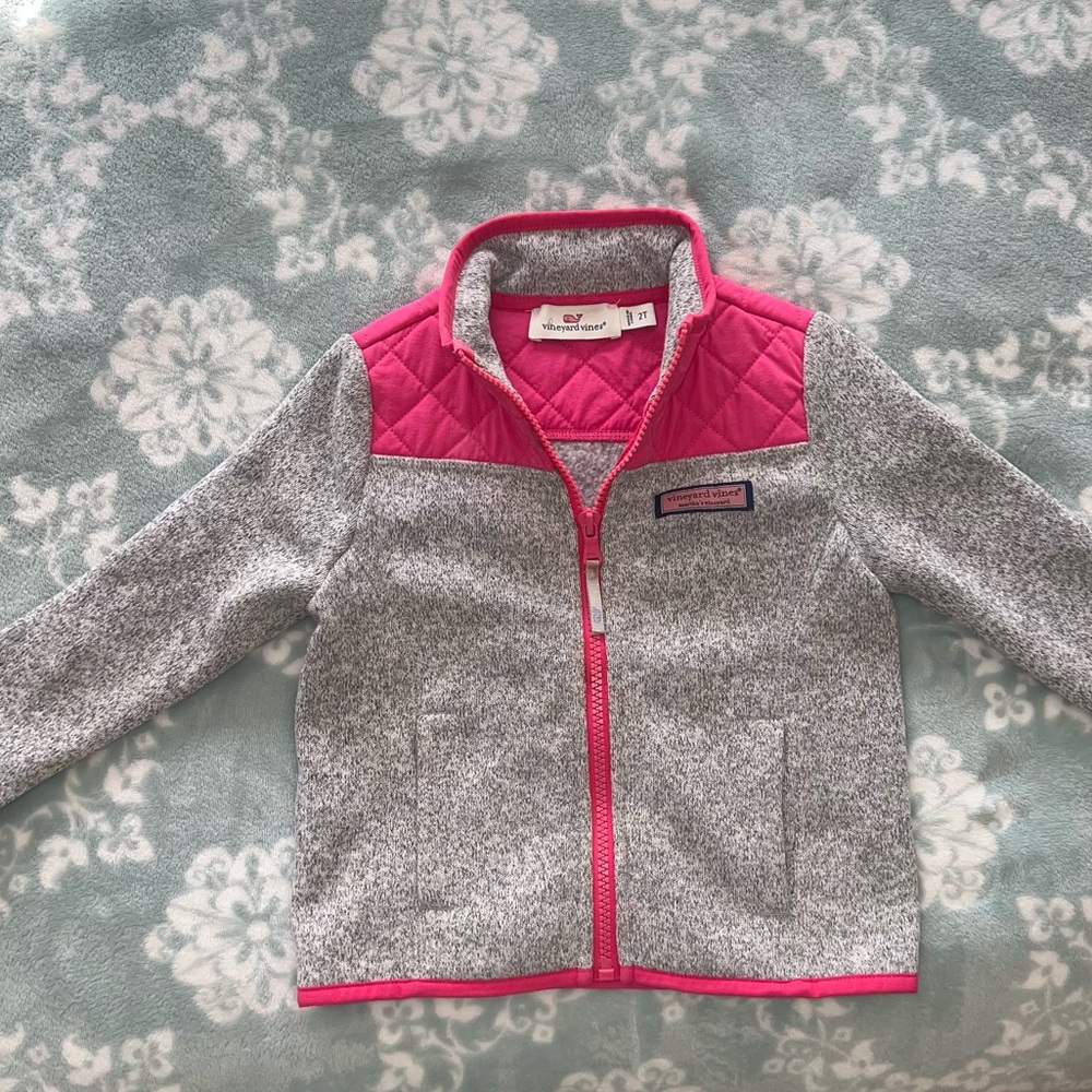 Vineyard Vines Girls Zip Up Heather Gray